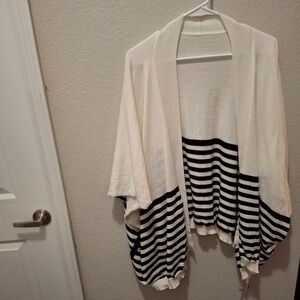 NWT‎ Talbots Womens Striped Open Front Cardigan Sweater M L Cream Black